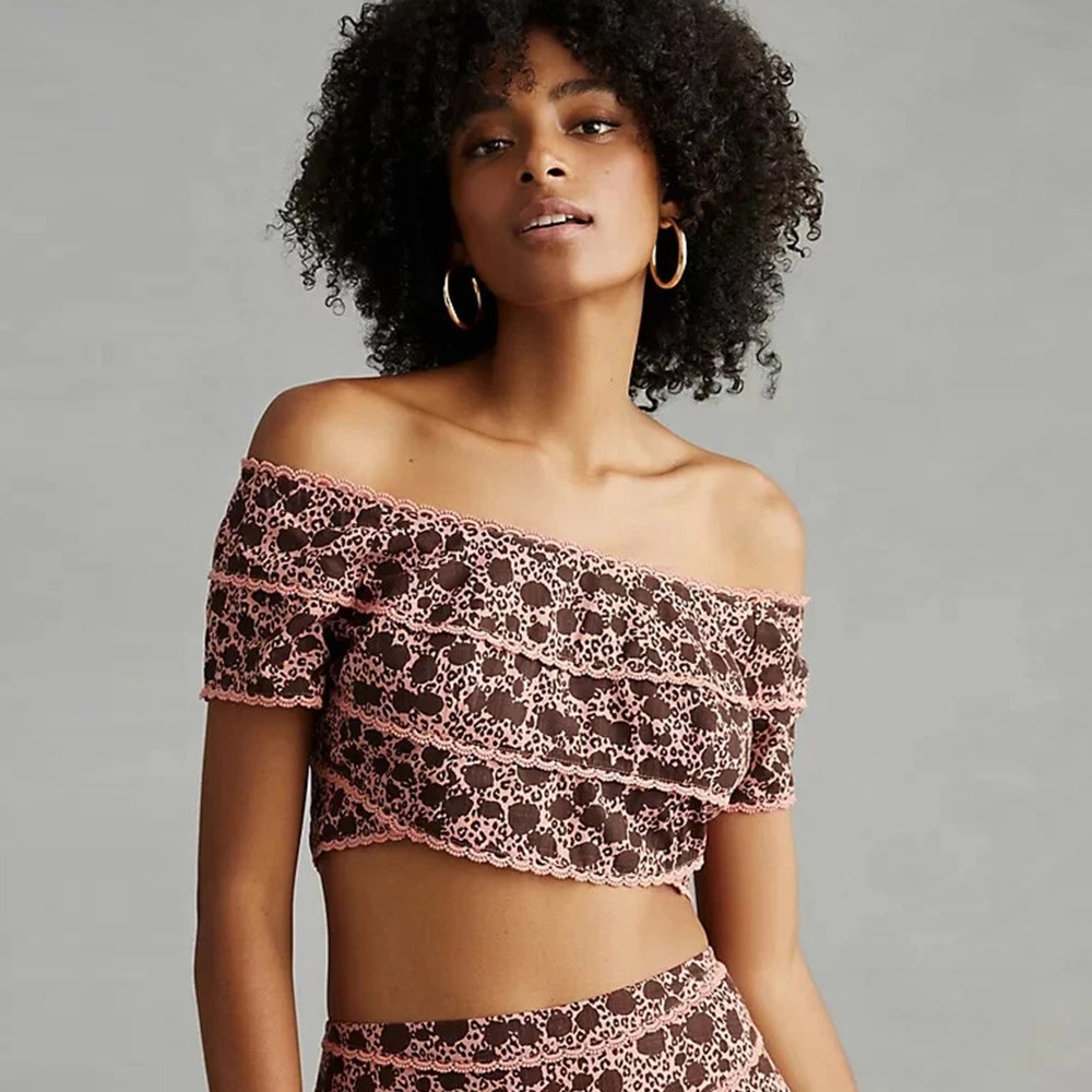 NWT ANTHROPOLOGIE Off-The-Shoulder Top Floral Size 12 - Picture 2 of 11